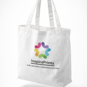 Tote bag sublimada personalizada con logo en alta definición.